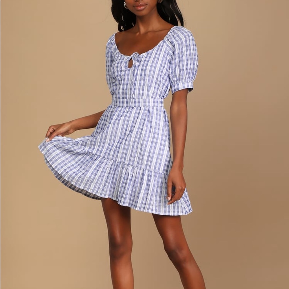 Lulus plaid short skater dress